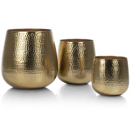 Coco Maison Coins set van 3 potten H30/40/50cm Goud